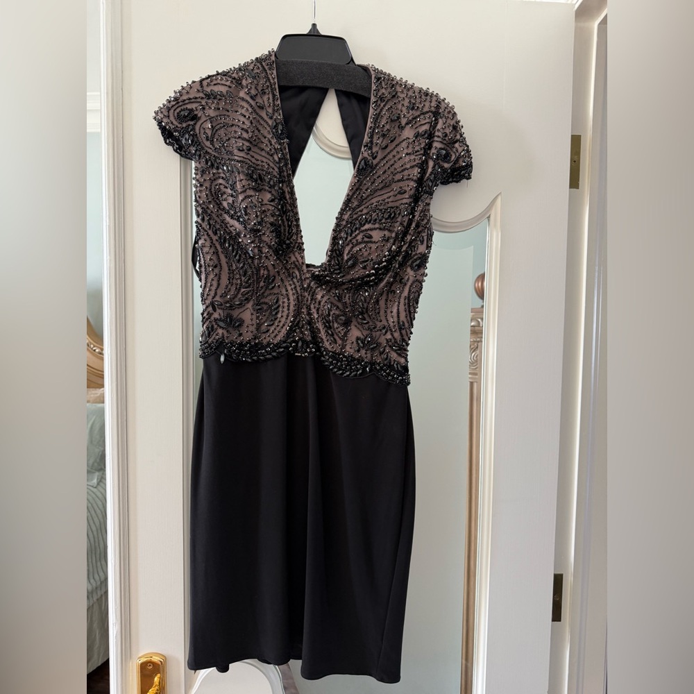 Sherri Hill Black Beaded Backless Dress